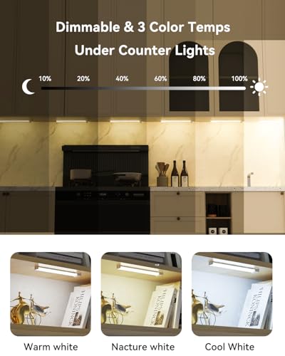 Under Cabinet Lighting Rechargeable 8 Inch 3Pack Wireless | 3 Color Dimmable Closet Light Battery Operated, USB Stick on LED Magnetic Under Counter Lights for Kitchen Stair - size: 8inch-3pack