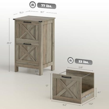 HOMCOM 2 Drawer Vertical File Cabinet, Silent Slides, Distressed Gray - color: Distressed Gray