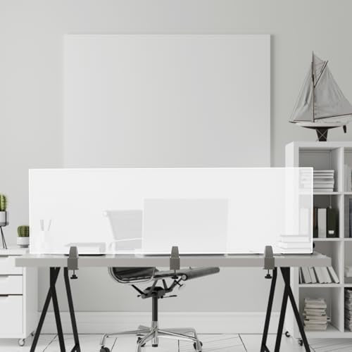 60'' × 18” Desk Divider Privacy Panel, Frosted Acrylic Table Top Sneeze Guard, Acoustic Wall Partition, Desktop Privacy Panel for Office Reduce Noise and Visual Distractions - size: 60'' × 18”
