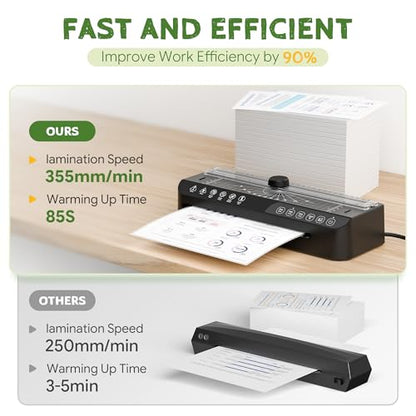 9-Inch Laminator Machine,A4 Cold & Thermal Laminator Machine,85-Second Quick Heat-Up,Thermal Lamination ABS Jam-Release,40 Pouches,Paper Cutter & Corner Rounder - Perfect for Teachers, Home & Office