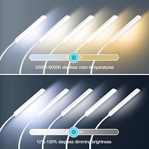 LED Floor Lamp, Stepless Adjustable 3000K-6000K Colors, White | Bright 15W Floor Lamps for Living Room with 1H Timer, Reading Standing Lamp with Remote & Touch Control, Home Office - color: White