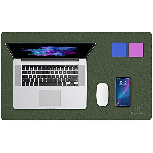 K KNODEL Small Sewing Leather Desk Mat, Desk Pad (Dark Green, 23.6"x13.8") - color: Dark Green/Gray, size: 23.6" x 13.8"