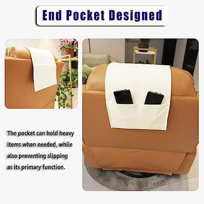 Velvet Recliner Headrest Pillow, Non-Slip Neck Support, Ivory - color: Ivory