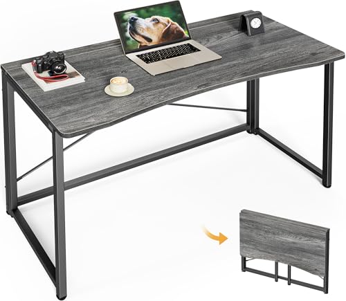 Huuger Folding Desk for Small Spaces, 39.4 Inch Foldable Computer Table - color: Grey, size: 18.9"D x 39.4"W