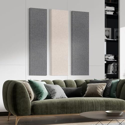 2 Pack Fiberglass Acoustic Panels 48"x12"x2" Soundproof Panels, Linen - color: Linen