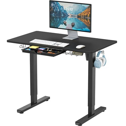 SHW 40-Inch Electric Height Adjustable Standing Desk w/Drawer, Black - color: Black, size: 40-Inch