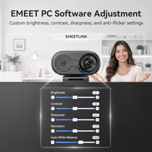 EMEET C100 2K Webcam for PC with Rotating Privacy Cover, Mic & Metal Clip | Computer Camera for Home Office, Meetings, Learning, Streaming, External Webcam for Desktop, Laptop, PC USB-A - style: Crisp 2K w/ Portable Metal Clip