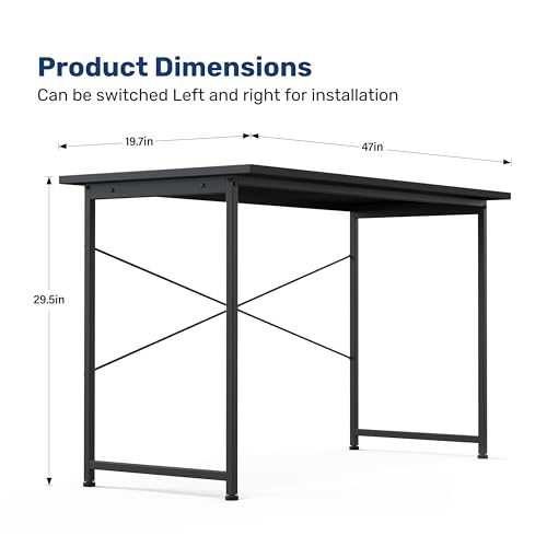 YSSOA Computer Desk Home Office Work Study Writing Modern Simple Table with Headphone Hooks - color: Basic Black, size: 47 Inch