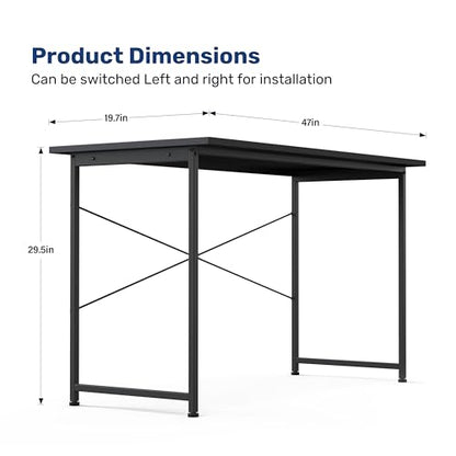 YSSOA Computer Desk Home Office Work Study Writing Modern Simple Table with Headphone Hooks - color: Basic Black, size: 47 Inch