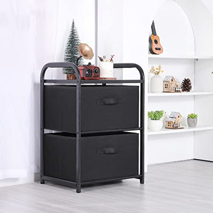 MAX Houser 2 Drawer Wide Fabric Dresser Storage Organizer Unit, Black - color: Black2