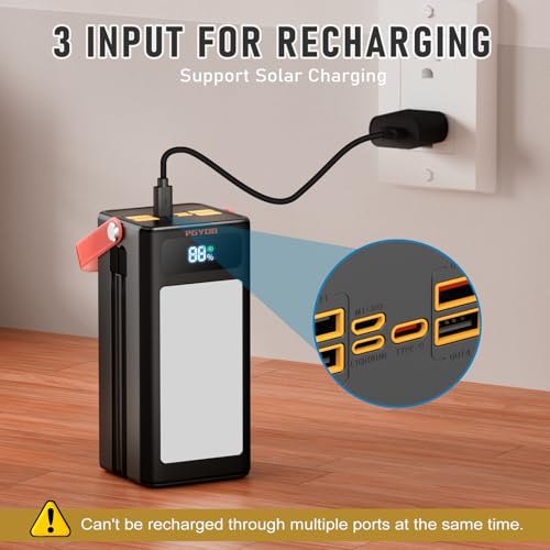 PGYOB Portable Power Bank Power Station, 27000mAh Outdoor Generator with SOS Light, Backup Battery Charger for MacBook, iPhone, Samsung, Home use, Outdoor Camping, RV Trip - size: 99Wh