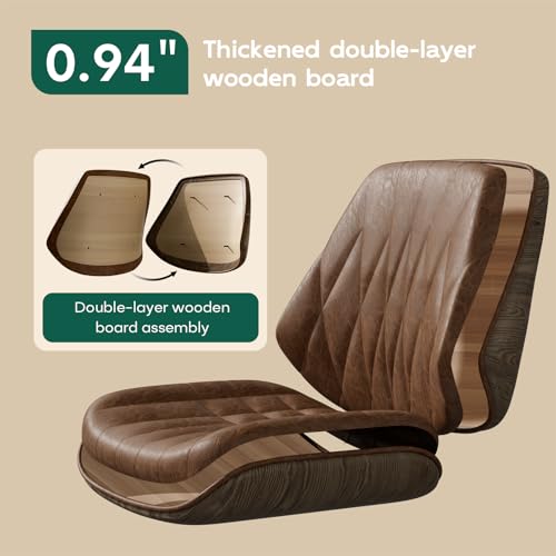 Cognac Brown Faux Leather Swivel Office Desk Chair - color: Cognac Brown
