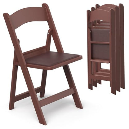 Nazhura Garden and Patio Folding Chair for Events and Wedding, Lightweight with Padded Seat, Water-Proof, Double Braced Frame, Non-Slip Feet, 350LB Capacity - color: Brown