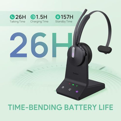 Yealink WH64 Mono DECT & Bluetooth Wireless Headset for Phone PC Cellphone