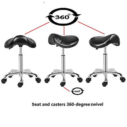 Kaleurrier Rolling Saddle Stool Chair: for Salon Kitchen Swivel Desk Chairs - color: Black, style: Without Back