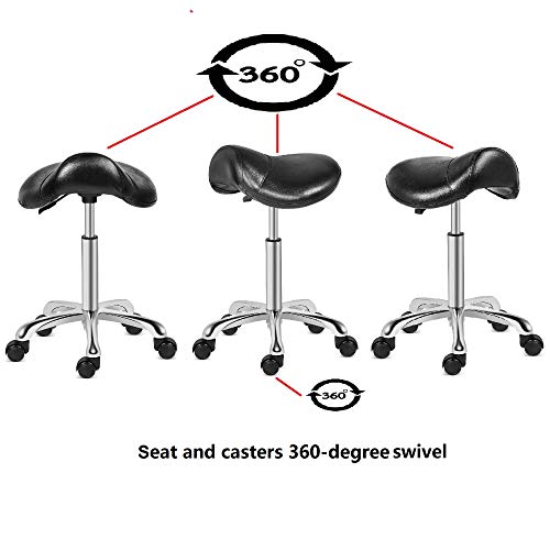 Kaleurrier Rolling Saddle Stool Chair: for Salon Kitchen Swivel Desk Chairs - color: Black, style: Without Back