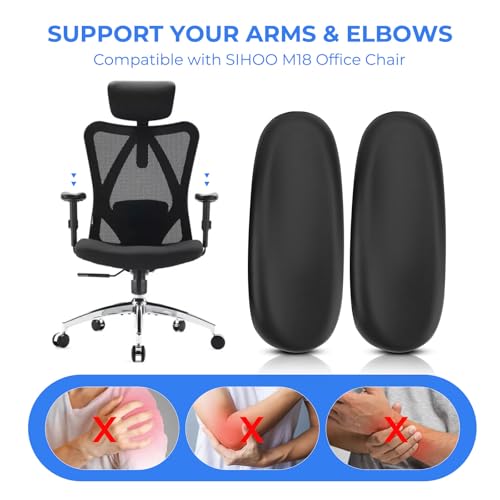 Armrest Pads Replacement for Sihoo M18 Chair -Ergonomic Chair armrest Parts, arm Pads caps for SIHOO M18 Chair,Black