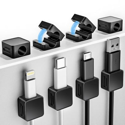 8 Pack Magnetic Cord Organizer Holder, Adjustable Cable Clips, Strong Adhesive Desk Cable Management Clips for Nightstand, Office, Car, Easy Open Design for Tidy Wire Organization