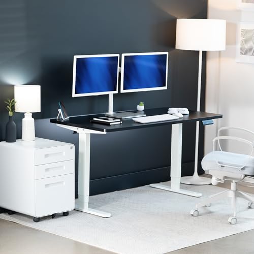VIVO Black 55 x 28 in Standing Desk, DESK-KIT-2W55B - color: Black Top / White Frame, size: 55 x 28