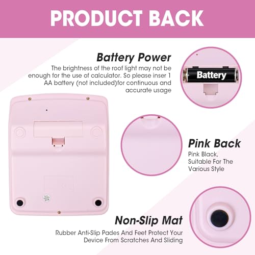 2 Pack Calculator, Pink Calculators Desktop 12 Digits with Large LCD Display and Sensitive Butto, Solar and Battery Dual Power, Desk Calculator - color: Pink-2P