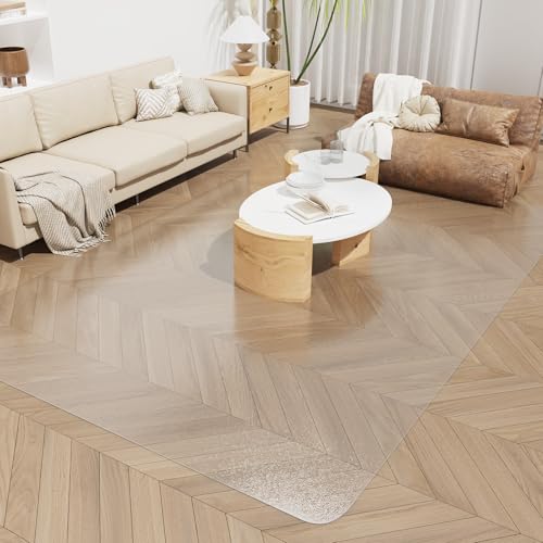 SALLOUS Plastic Floor Mat for Home, 4' x 6' Waterproof Area Rug for Dining Room Table, Non Slip Area Rug for Living Room, Wear-Resistant Vinyl Floor Protector Mat for Indoor Outdoor (Clear) - color: Clear, size: 4' x 6' (Rectangular)