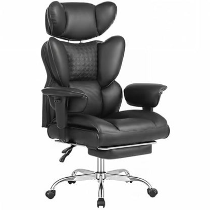 DUMOS Big and Tall Home Office Desk Chair, Executive Chair with Footrest - color: Black, size: Adjustable Armrest