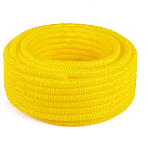 Flexible Polyethylene HDPE Non-Split Corrugated Wire Loom Tubing (Yellow, 1" Dia. x 100 ft) - color: Yellow, size: 1" Dia. x 100 ft