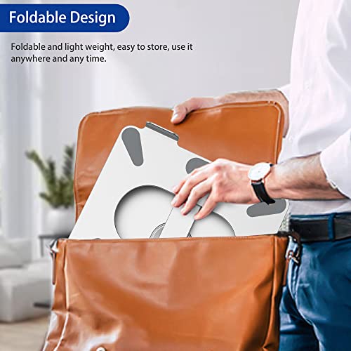 BESIGN LSX7 Laptop Stand with 360 Rotating Base, Ergonomic Adjustable Notebook Riser, Foldable Computer Holder Compatible with 10-15.6" Laptops (Silver) - color: Silver