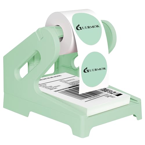 Guermok Thermal Shipping Label Holder for Rolls & Fan-Fold Fragile Stickers | Label Roll Stand for Shipping, Desktop Printer Holder-Home Office Accessory, Sticker Dispenser for Holographic Labels (Green) - color: Green