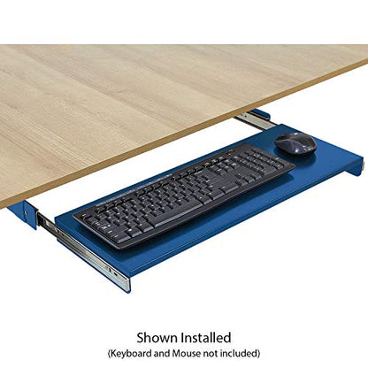BenchPro Heavy 16-Gauge Powder Painted Steel Keyboard Tray - Under-Mount, Steel Construction, Slide Out Keyboard Mouse Holder - Powder Coated 9" D x 27" W - Blue - style: Metal Blue 27"