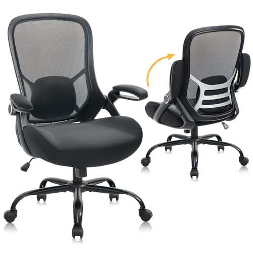 HYLONE 400lbs Heavy Duty Office Chair, 5" Thickened Seat Ergonomic Desk Chair with Adjustable Armrests, Home Office Computer Chairs for Long Hours Mesh Executive Chair(Black) - color: Black