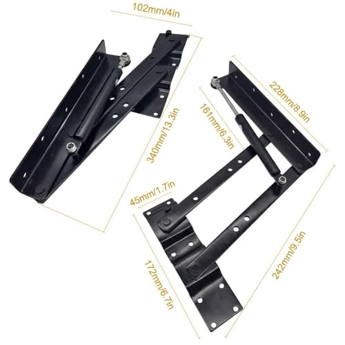 2 Pcs Lift Top Coffee Table Hinges,Gas Hydraulic Mechanism | Hinge brackets only,screws not included,for lift top coffee tables,folding desks,storage tops and bench tops