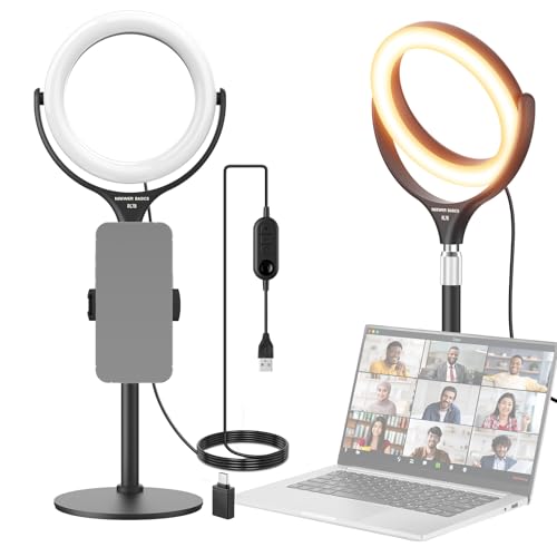 NEEWER Basics 7" Desk Ring Light with Stand/Phone Holder Compatible with iPhone, 10W CRI95+ Bi Color LED Selfie Light for TikTok Recording Laptop Webcam Zoom Video Conference Lighting Makeup, RL7B