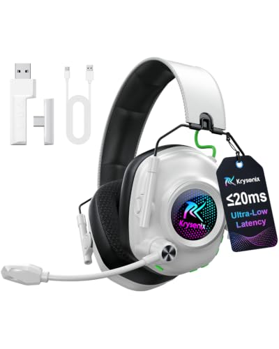 Wireless Gaming Headset with Mic for PS5, PS4 & PC, 7.1 Surround Sound - color: White