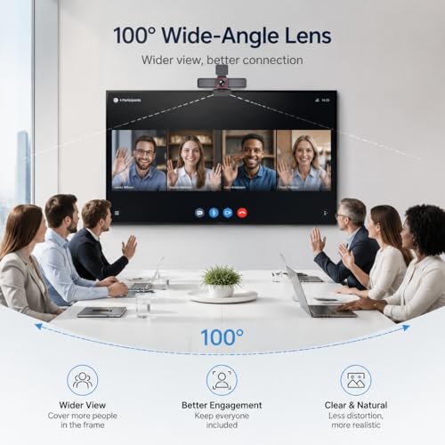 Angetube 4K AI Webcam for PC, 100°Wide Angle & Remote Control 4K Web Camera