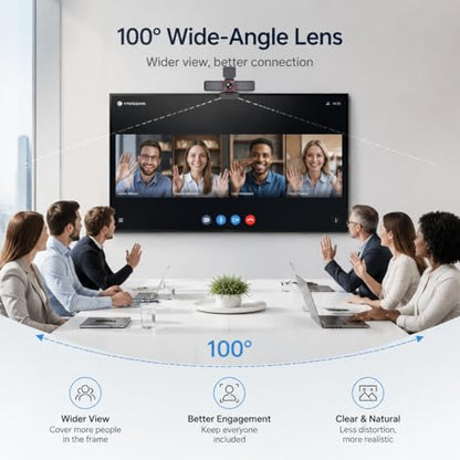 Angetube 4K AI Webcam for PC, 100°Wide Angle & Remote Control 4K Web Camera