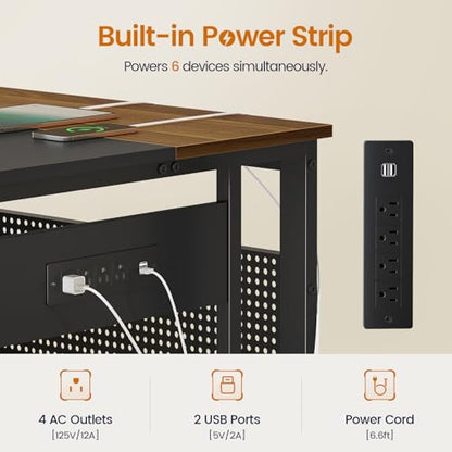 UPOSOJA 71" L Shaped Executive Desk, Office Desk with Storage Drawers - color: Walnut, size: 2 Drawers