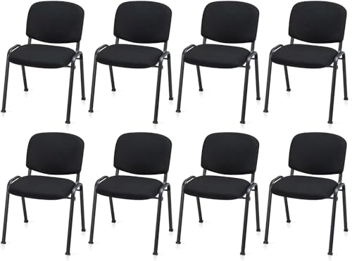 HAPPYGRILL Waiting Room Chairs, Stackable Conference Chairs with Metal Frame, Padded Cushion,Ergonomic Design, Guest Reception Chairs Set for Office, Reception Room, Conference Room, Events (8-Pack) - size: 8-Pack