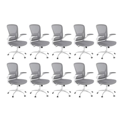 Youhauchair Adjustable Mesh Ergonomic Office Chair Set of 10, Grey | Flip-up Arms, Lumbar Support, Height Adjustable, Swivel, Breathable, Rocking, Mid Back Compurter Chair with Wheels - color: Grey, size: Set of 10