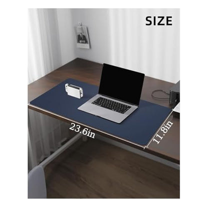 Desk Pad, Leather Non-Slip Laptop Computer Desk Keyboard Mat, Table Protector Blotter Mat, Large Mouse Pad (23.6" x 11.8")-Dark Blue - color: Dark Blue