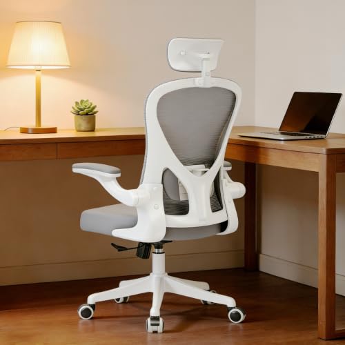 Ergonomic Office Desk Chair High Back Mesh Computer Chair Adjustable Chair | 360° Swivel Adjustable Lumbar Support & Flip-Up Armrests capacity 300 lbs capacity - color: 03grey