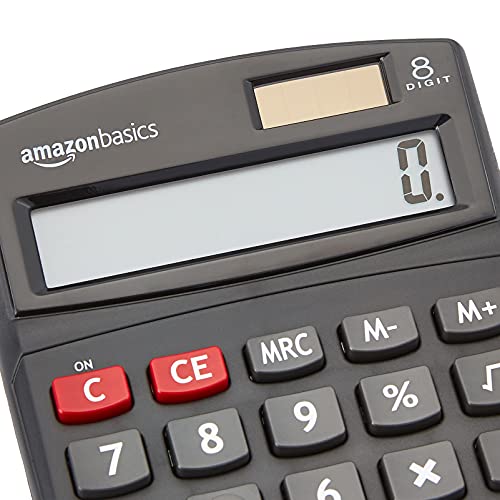 Amazon Basics LCD 8-Digit Desktop Calculator, Portable and Easy to Use, Black, 5-Pack - size: 5