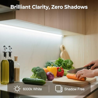 cambk 36inch Hardwired Under Cabinet Lighting for Kitchen, 6000K White Wired Undercounter Waterproof Led Strip Lights, Luces para Cocina Bajo Gabinete Under Shelf Lights - size: 36in