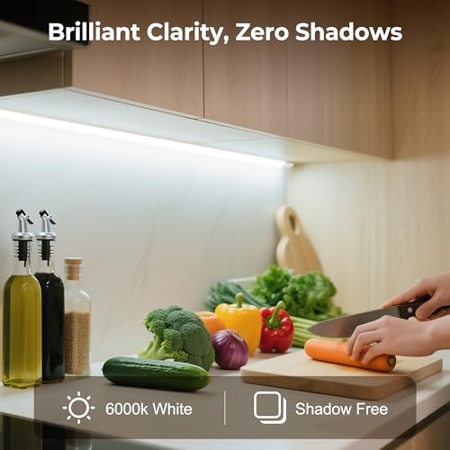 cambk 96inch Hardwired Under Cabinet Lighting for Kitchen, 6000K White Wired Undercounter Waterproof Led Strip Lights, Luces para Cocina Bajo Gabinete Under Shelf Lights - size: 96in