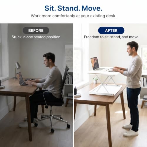 Uncaged Ergonomics Small Standing Desk Converter & Desk Riser (White) - color: White