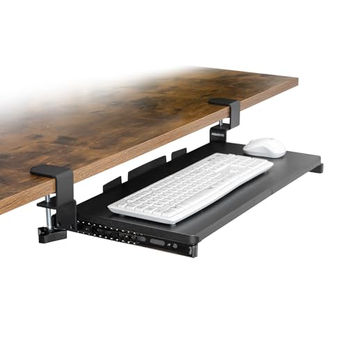 Mount-It! 24” Clamp-On Under Desk Keyboard Tray, Slide-Out Keyboard Drawer for Desk, Ergonomic Pull-Out Platform with Smooth Gliding Tracks, No-Drill C-Clamp Mount, Under Desk Keyboard Holder - size: 24" x 11"