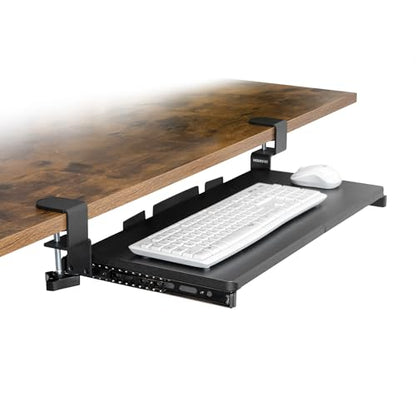 Mount-It! 24” Clamp-On Under Desk Keyboard Tray, Slide-Out Keyboard Drawer for Desk, Ergonomic Pull-Out Platform with Smooth Gliding Tracks, No-Drill C-Clamp Mount, Under Desk Keyboard Holder - size: 24" x 11"