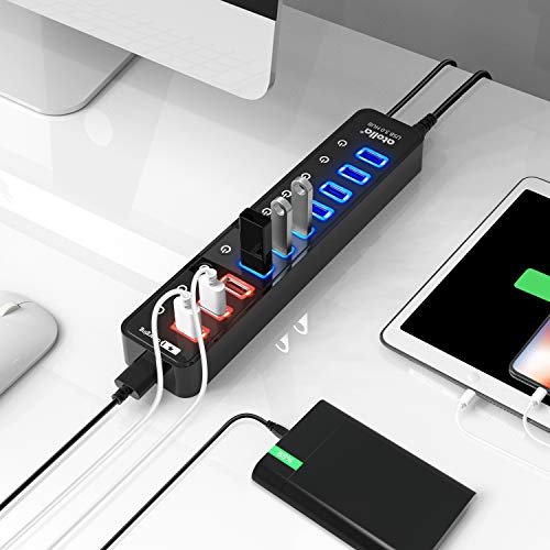 Powered USB 3.0 Hub, atolla 11 Ports, 7 USB 3.0 Data Ports+4 Charging Port