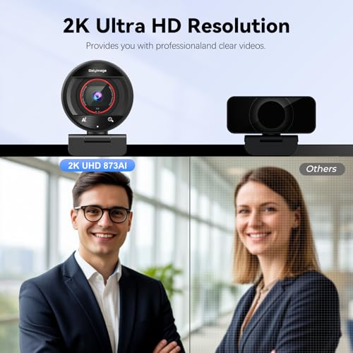 2K AI Webcam USB 3.0 with HDR 8X Digital Zoom & Microphone for PC - color: Onyx Black