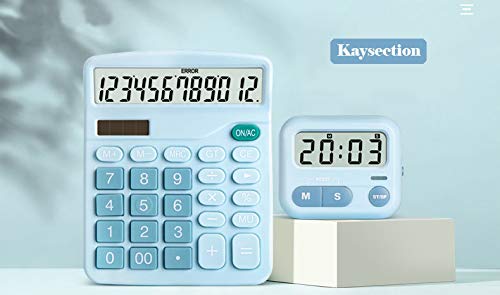 YOUHO Office Desk Calculator, 12-bit Solar Battery Dual Power Standard Function Electronic Calculator with Large LCD Display (1PACK，Blue) - color: 1PACK blue